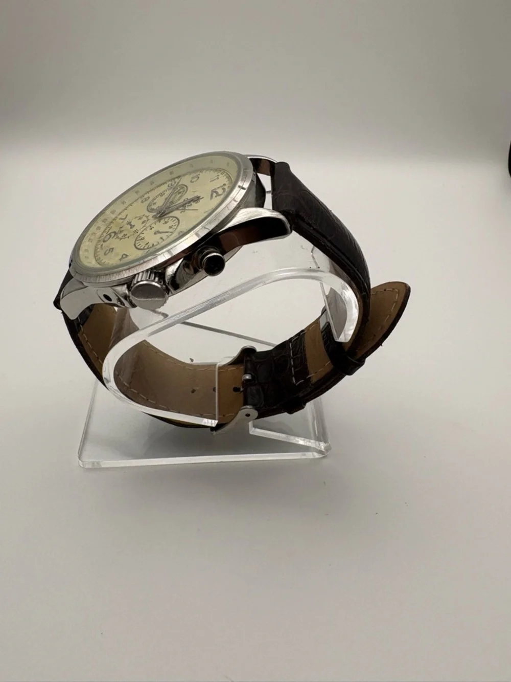 Bella & Rose Classic Analog Watch in Cream Face with‎ Brown Strap